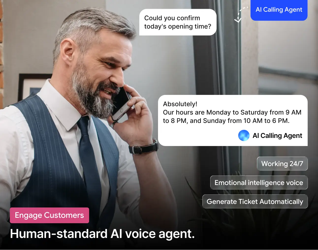 AI calling agent interface for multi-location customer interactions