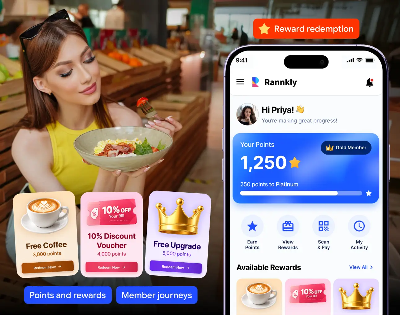 Loyalty app interface for rewarding customers