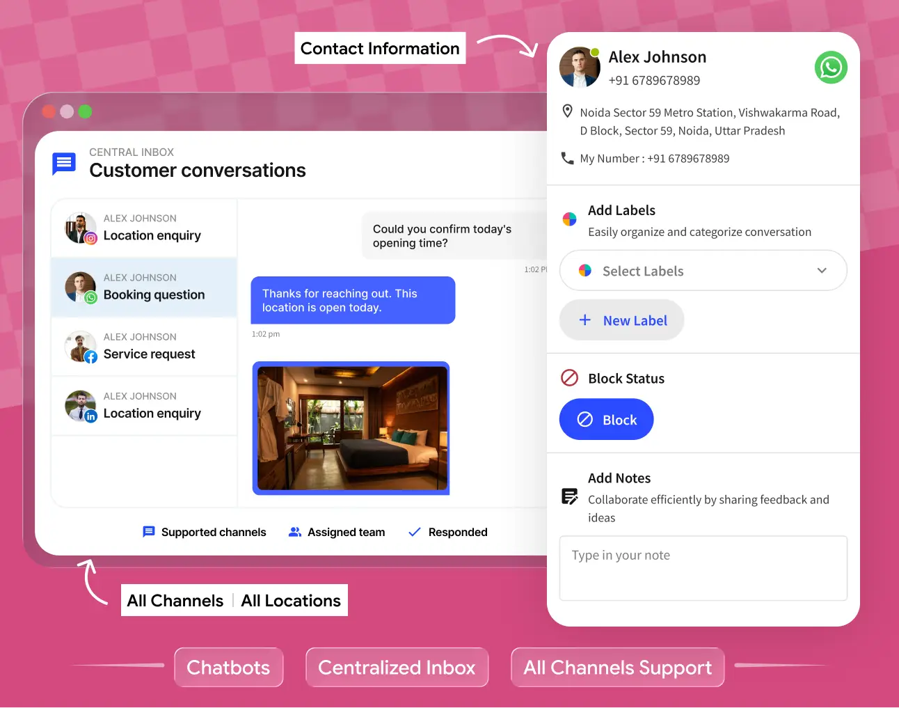 Messaging management dashboard for multi-channel customer conversations