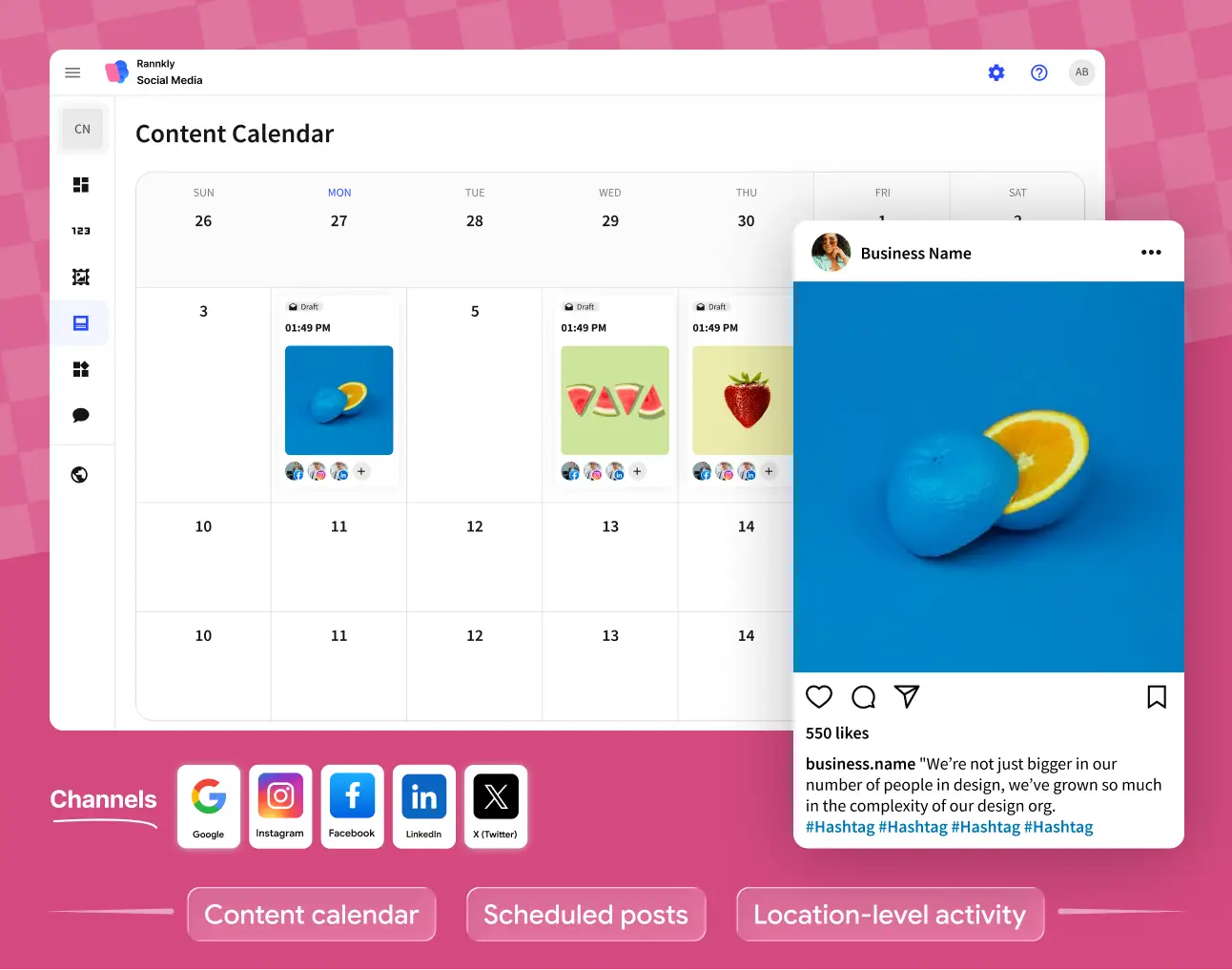 Social media management interface for multi-location content publishing