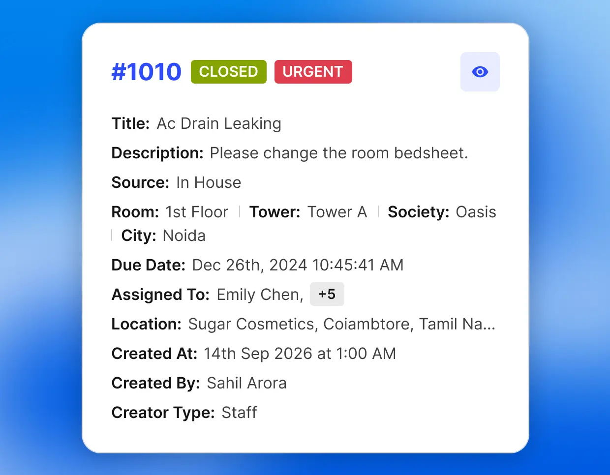 AI categorisation and ticket ownership tracking interface