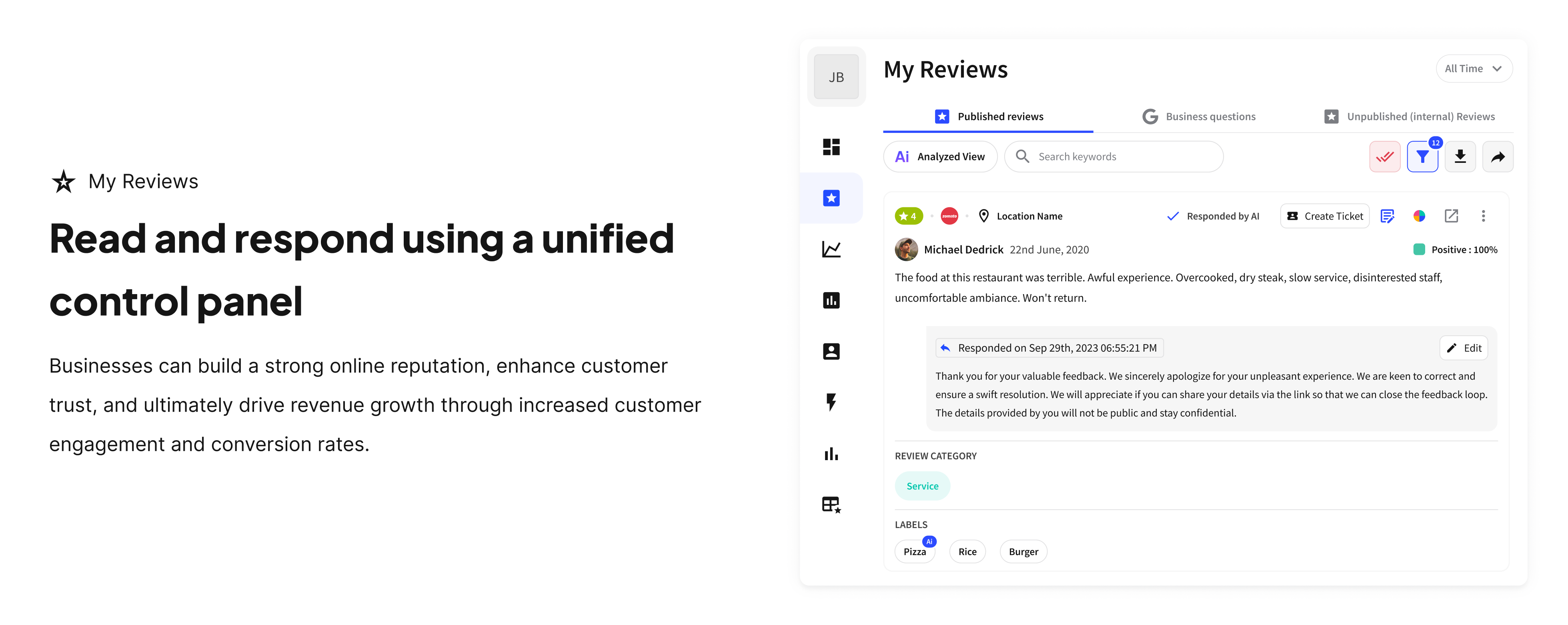 Respond to customer reviews